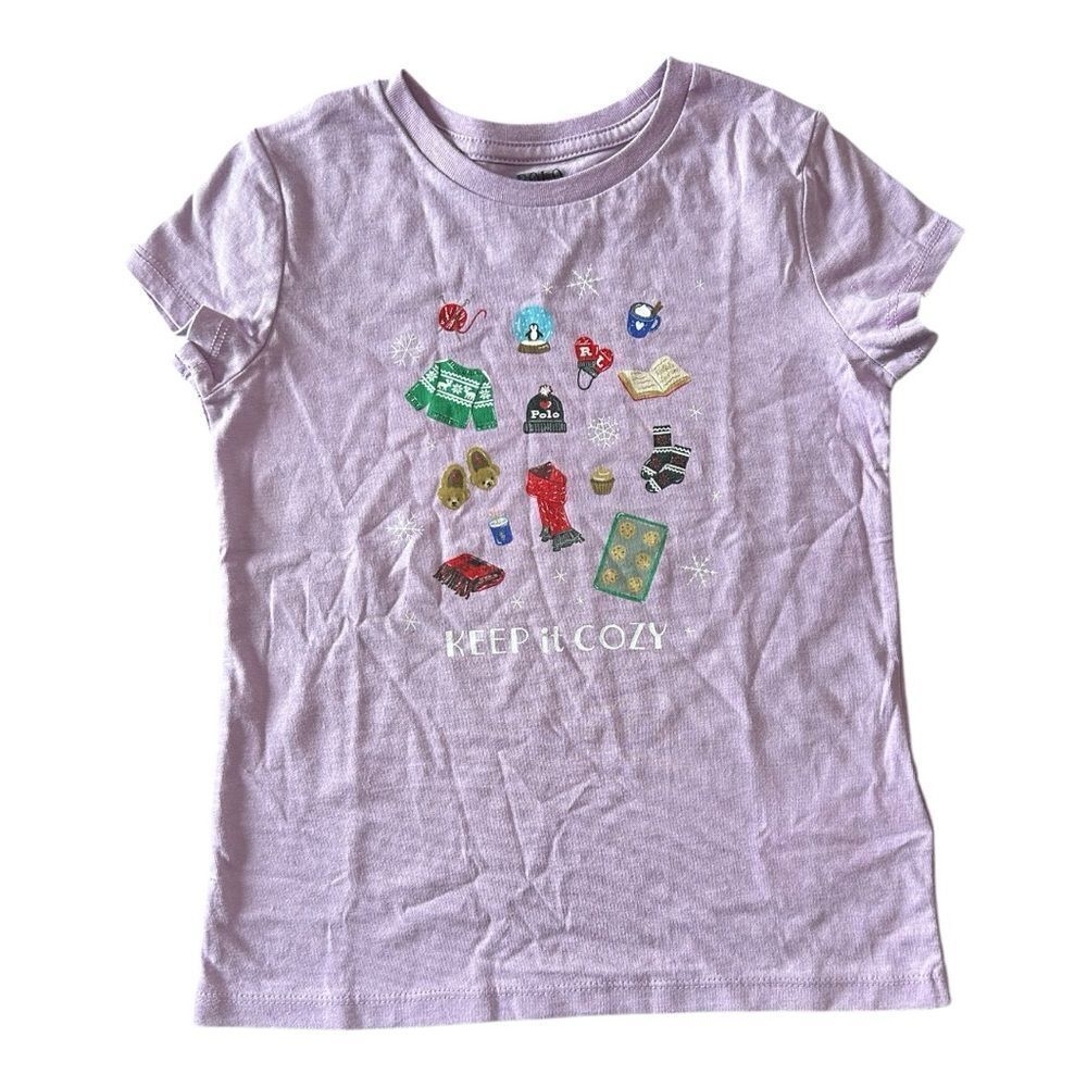 Polo Ralph Lauren Girl's T-Shirt Winter Theme Purple